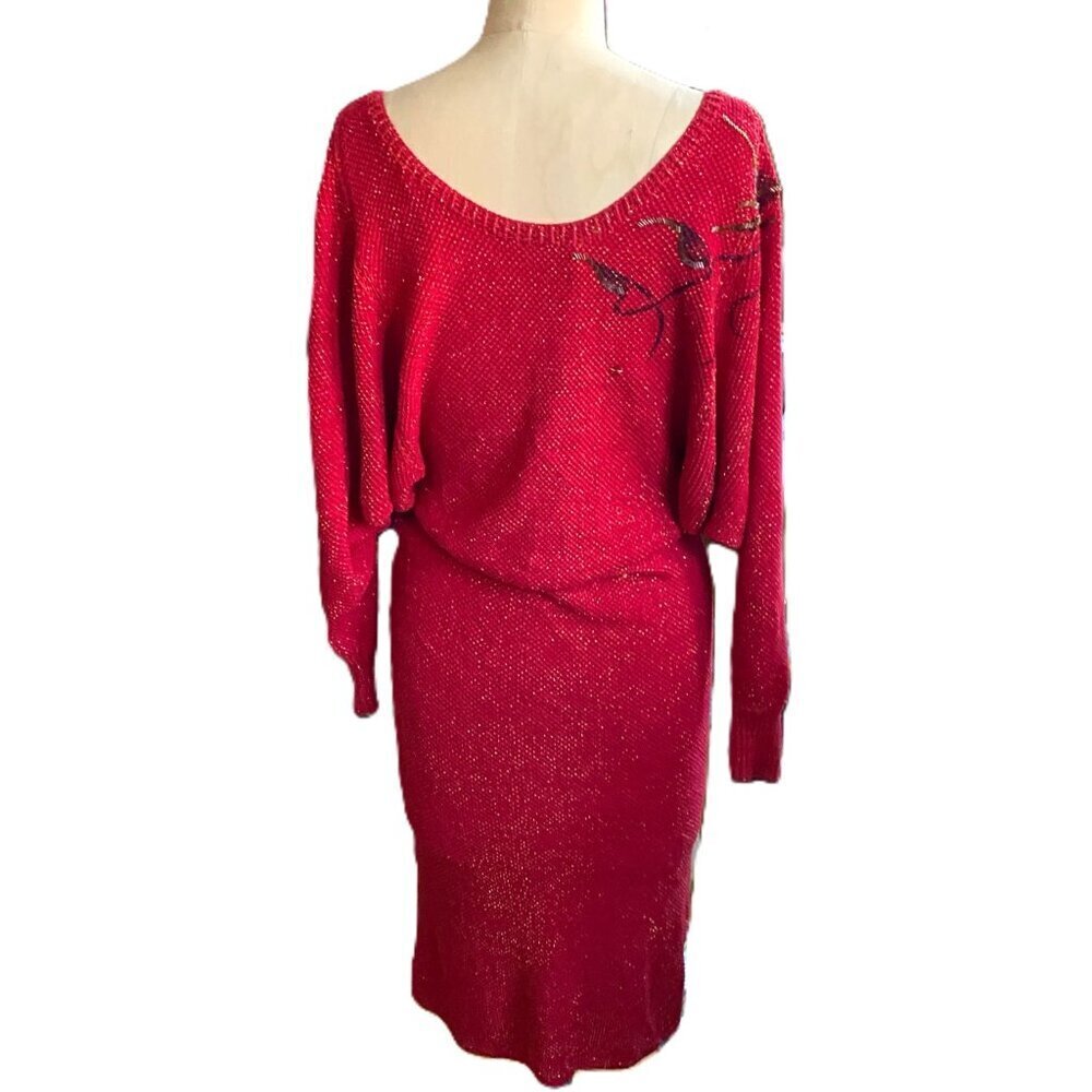 Vintage handmade knit maxi tube 'bird' dress with sparkle - Picture 9 of 16